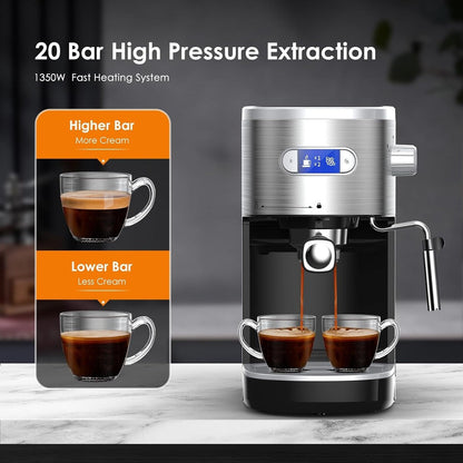 Macchina per Espresso 20 Bar con Stecco a Vapore per Montare il Latte, Macchina per Cappuccino e Latte per la Casa, Regalo per Amanti del Caffè