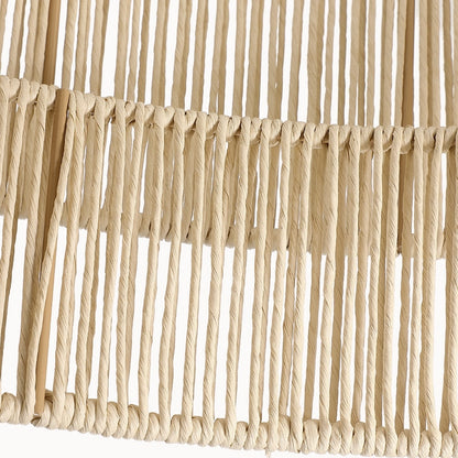 Lampadario a 4 luci a forma di tamburo a strati in vimini con baldacchino nero - 56 cm di larghezza