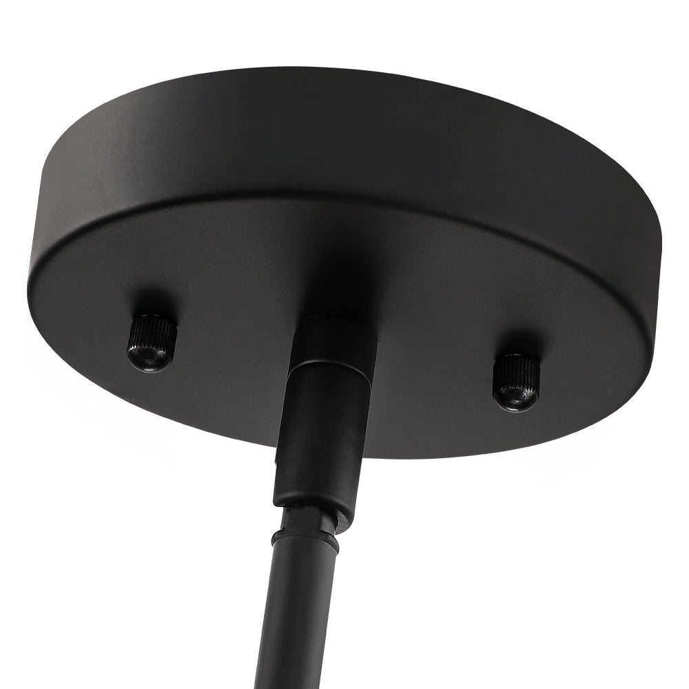 Lampadario a 4 luci a forma di tamburo a strati in vimini con baldacchino nero - 56 cm di larghezza