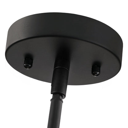 Lampadario a 4 luci a forma di tamburo a strati in vimini con baldacchino nero - 56 cm di larghezza