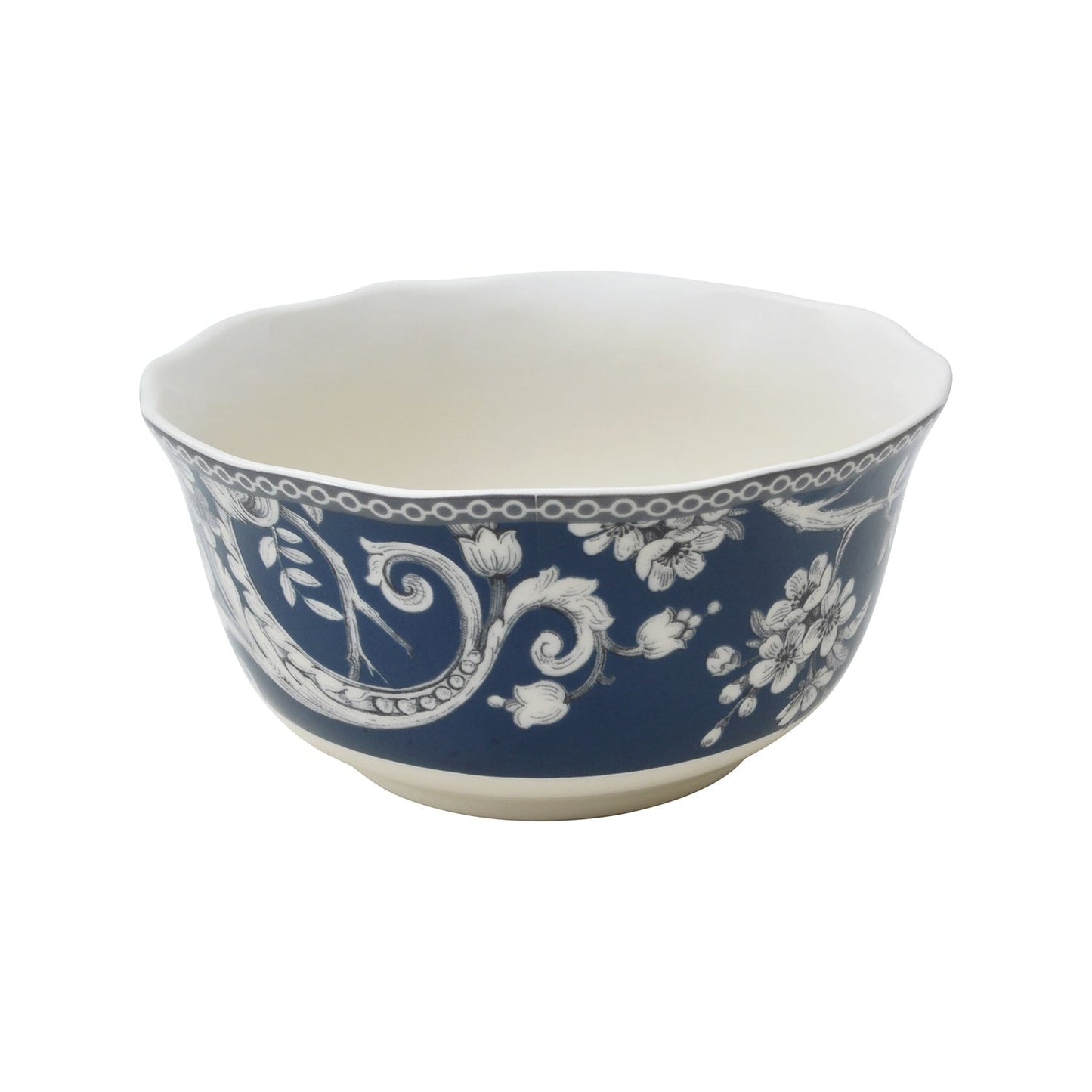 Set da tavola in porcellana 222 Fifth Adelaide da 16 pezzi con piatti rotondi, ciotole e tazze, blu scuro