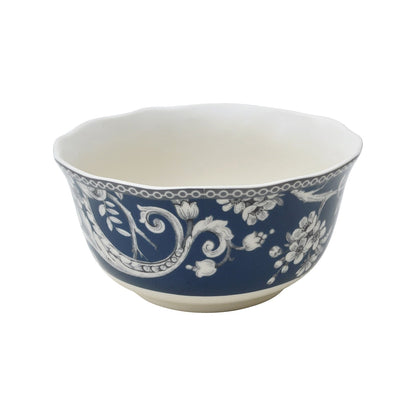 Set da tavola in porcellana 222 Fifth Adelaide da 16 pezzi con piatti rotondi, ciotole e tazze, blu scuro