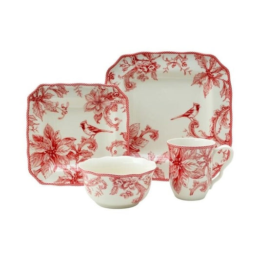 Set di stoviglie da pranzo 222 Fifth Christmas Lane da 16 pezzi, per 4 persone.