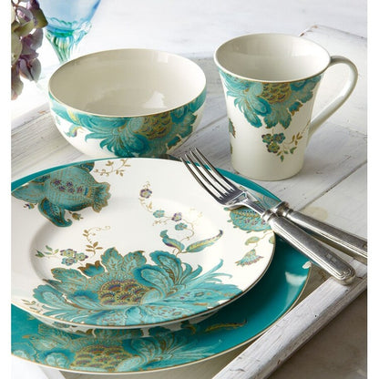 Set da pranzo in porcellana Eliza da 16 pezzi di 222 Fifth, color verde-blu
