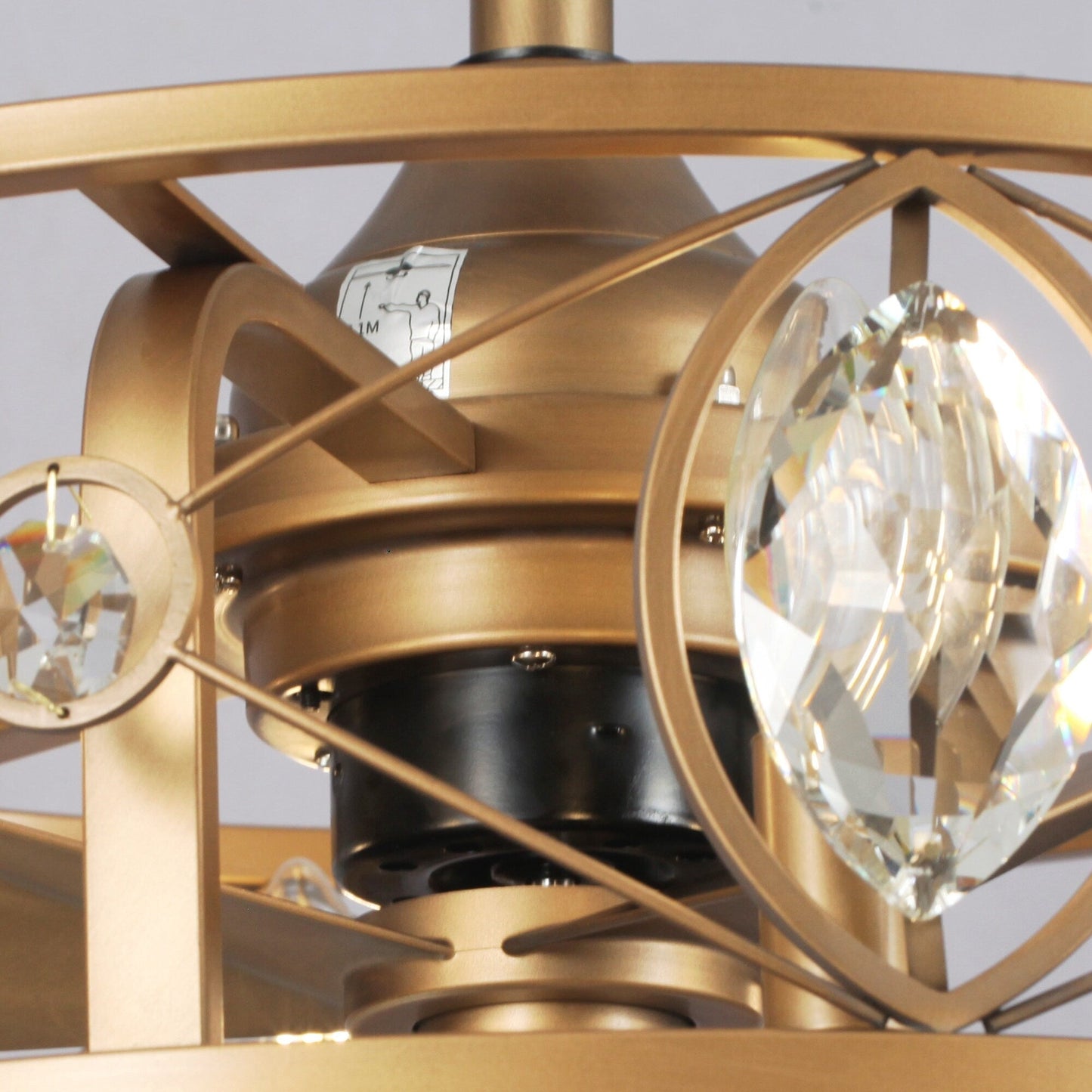 Ventilatore da soffitto con lampadario a gabbia di cristallo moderno a 22 luci con telecomando