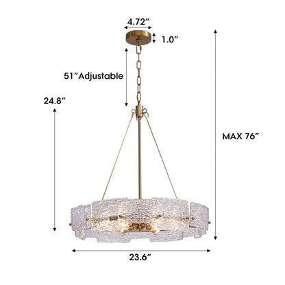 Lampadario a cristallo moderno dorato da 60 cm (23,6 pollici) con 6 luci, stile glamour, a forma di tamburo, ideale per isola cucina e sala da pranzo.