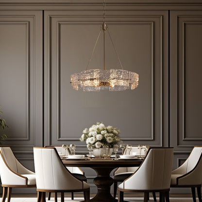 Lampadario a cristallo moderno dorato da 60 cm (23,6 pollici) con 6 luci, stile glamour, a forma di tamburo, ideale per isola cucina e sala da pranzo.