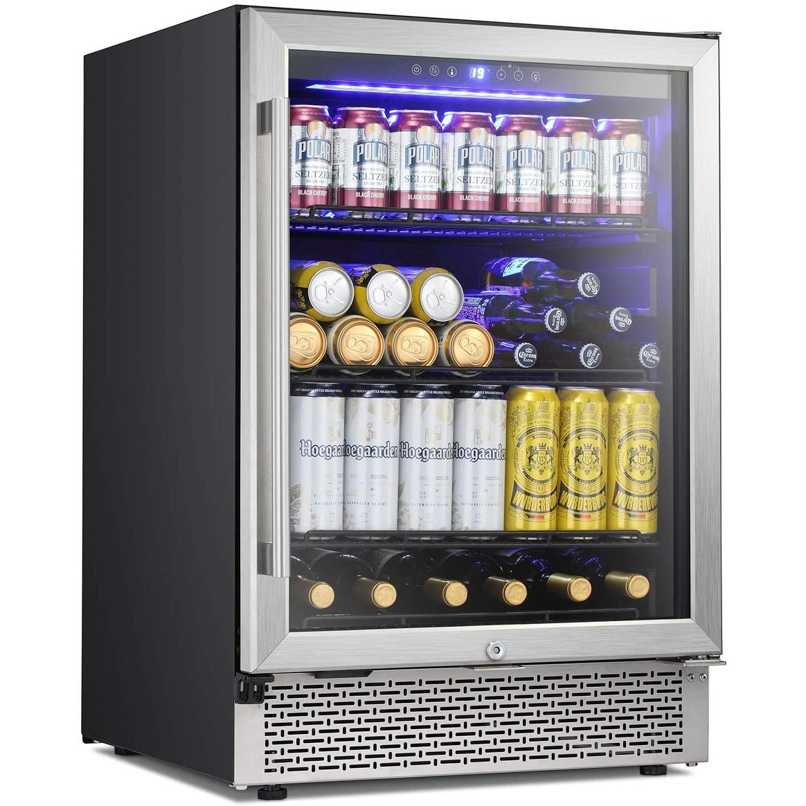 Frigorifero per bevande da 24 pollici, mini frigo integrato con cantina vini.