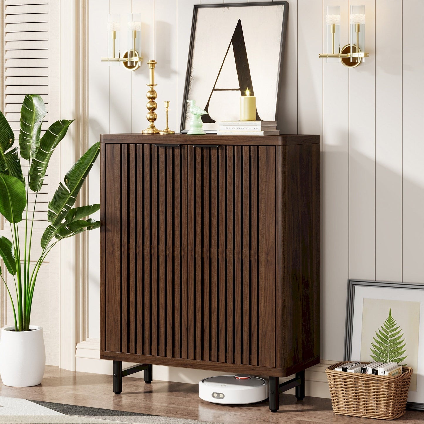 Mobile porta scarpe con anta per 24 paia, per ingresso e soggiorno