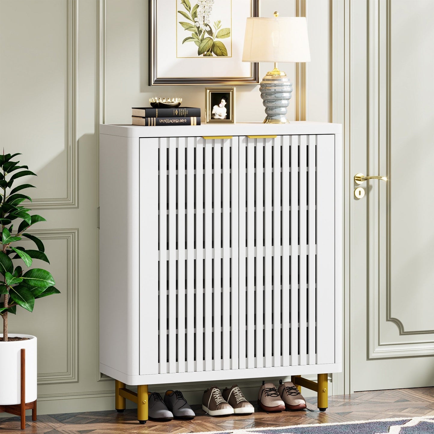 Mobile porta scarpe con anta per 24 paia, per ingresso e soggiorno