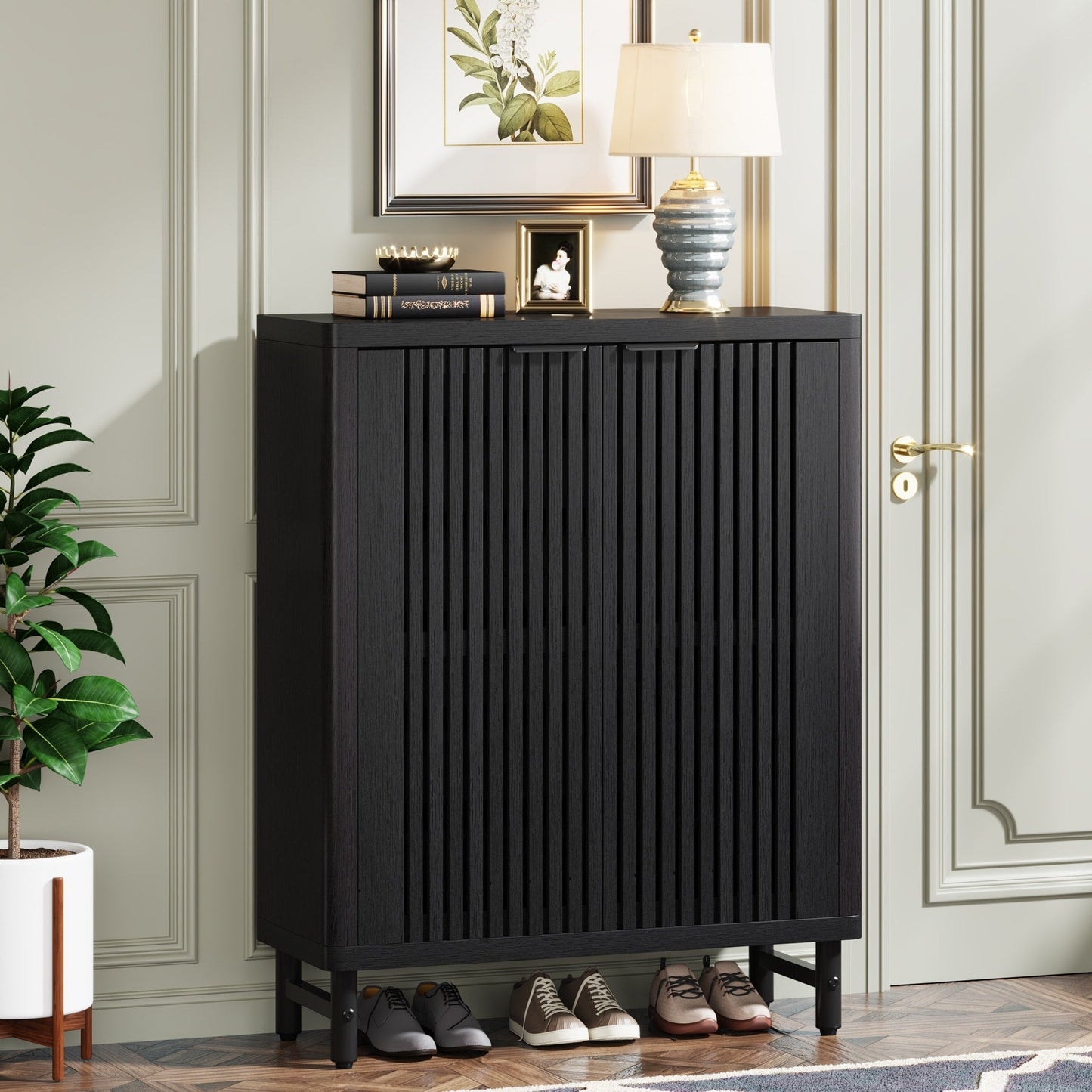 Mobile porta scarpe con anta per 24 paia, per ingresso e soggiorno