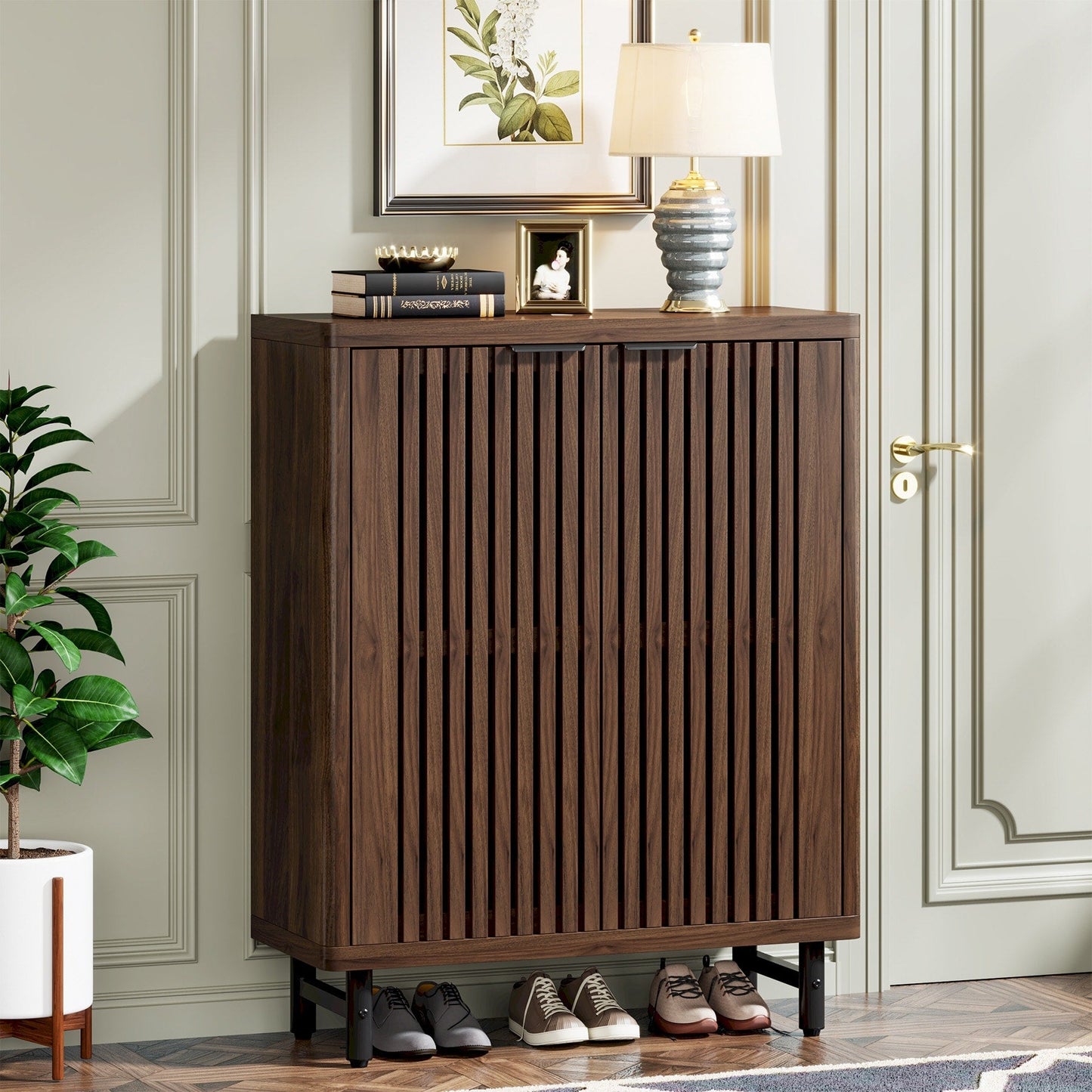 Mobile porta scarpe con anta per 24 paia, per ingresso e soggiorno