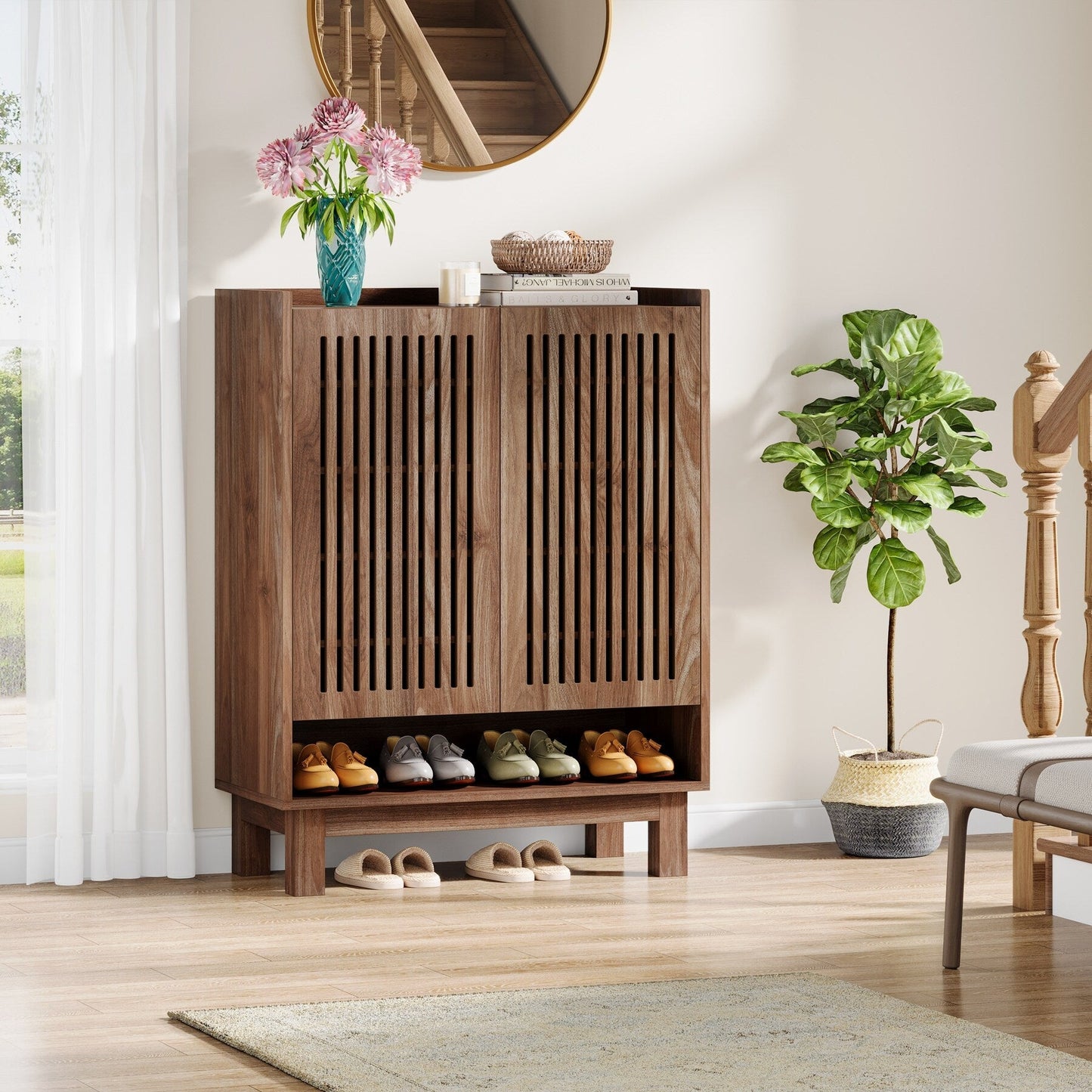 Mobile porta scarpe con anta per 24 paia, per ingresso e soggiorno