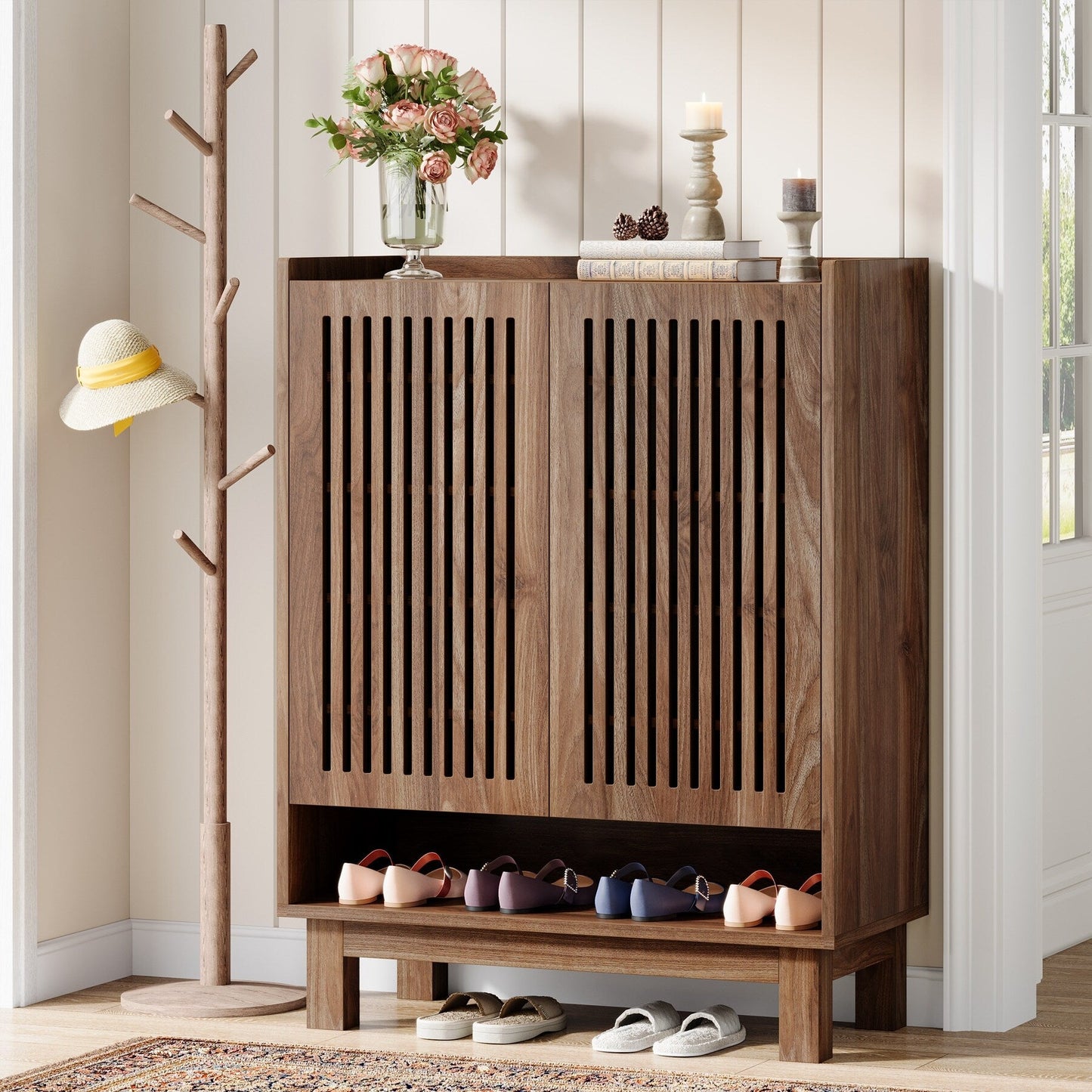 Mobile porta scarpe con anta per 24 paia, per ingresso e soggiorno
