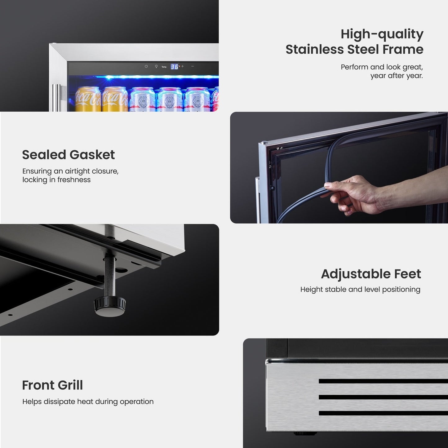 Frigorifero per bevande da 24 pollici, capacità 140 lattine, per bibite, vino e altre bevande - 24 pollici