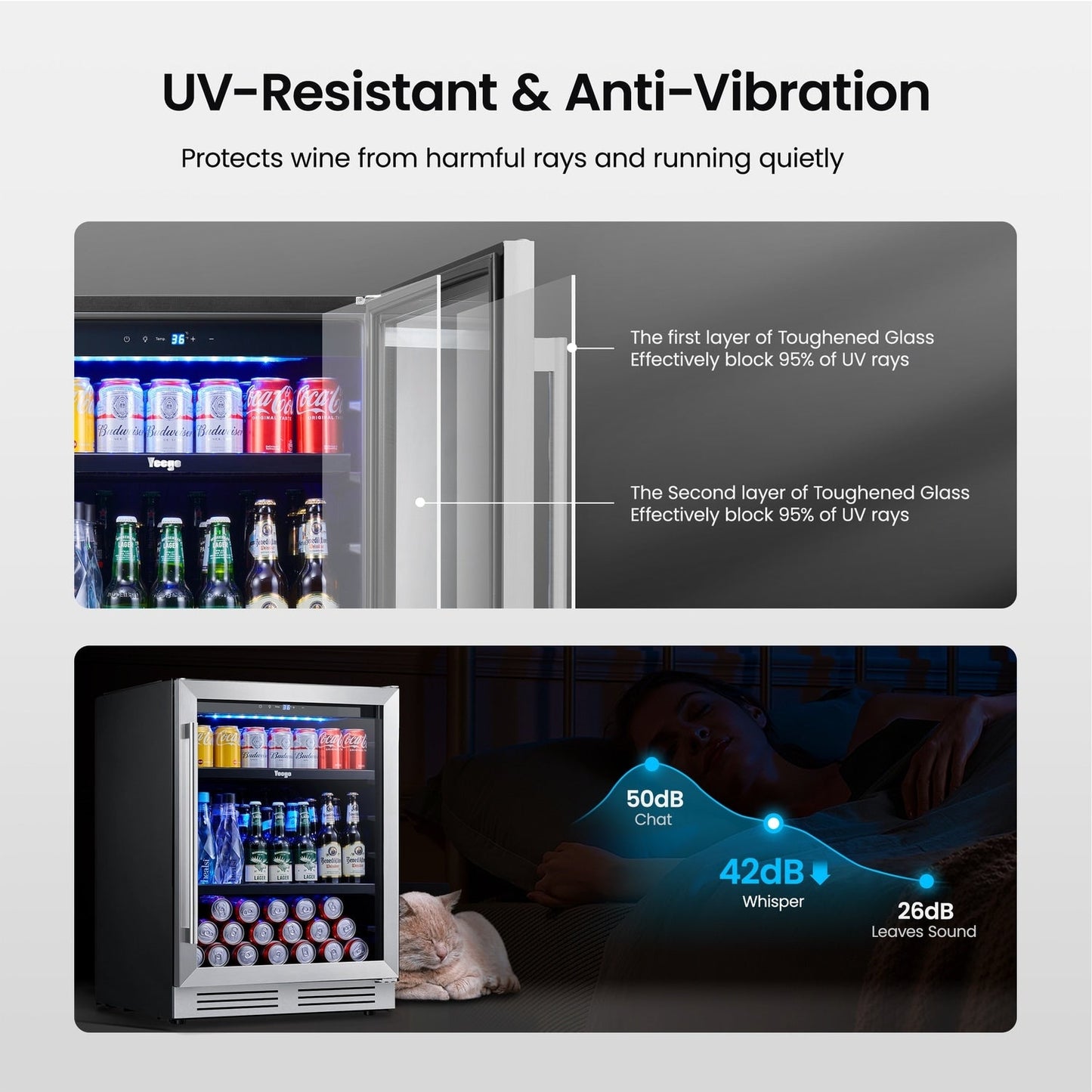 Frigorifero per bevande da 24 pollici, capacità 140 lattine, per bibite, vino e altre bevande - 24 pollici