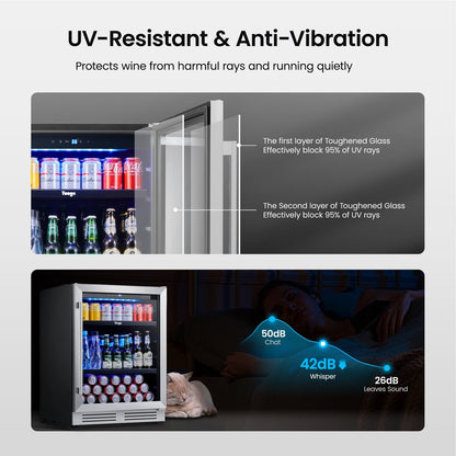 Frigorifero per bevande da 24 pollici, capacità 140 lattine, per bibite, vino e altre bevande - 24 pollici