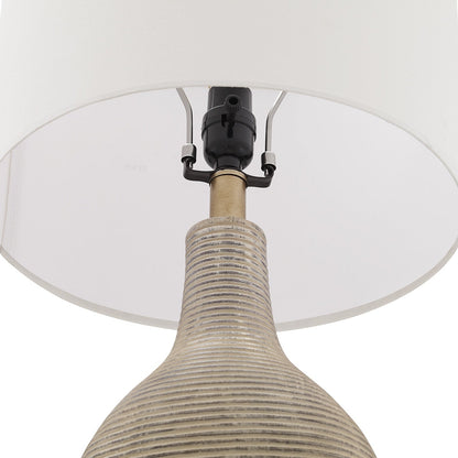 Lampada da tavolo da fattoria color beige/oro sbiancato da 62 cm con paralume in lino bianco (confezione da 2) - 62 cm di altezza