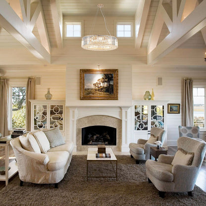 Lampadario a 8 luci da 63 cm (24,8 pollici) in stile farmhouse, lampadario di cristallo, lampadario a tamburo per sala da pranzo, soggiorno, camera da letto e cucina.