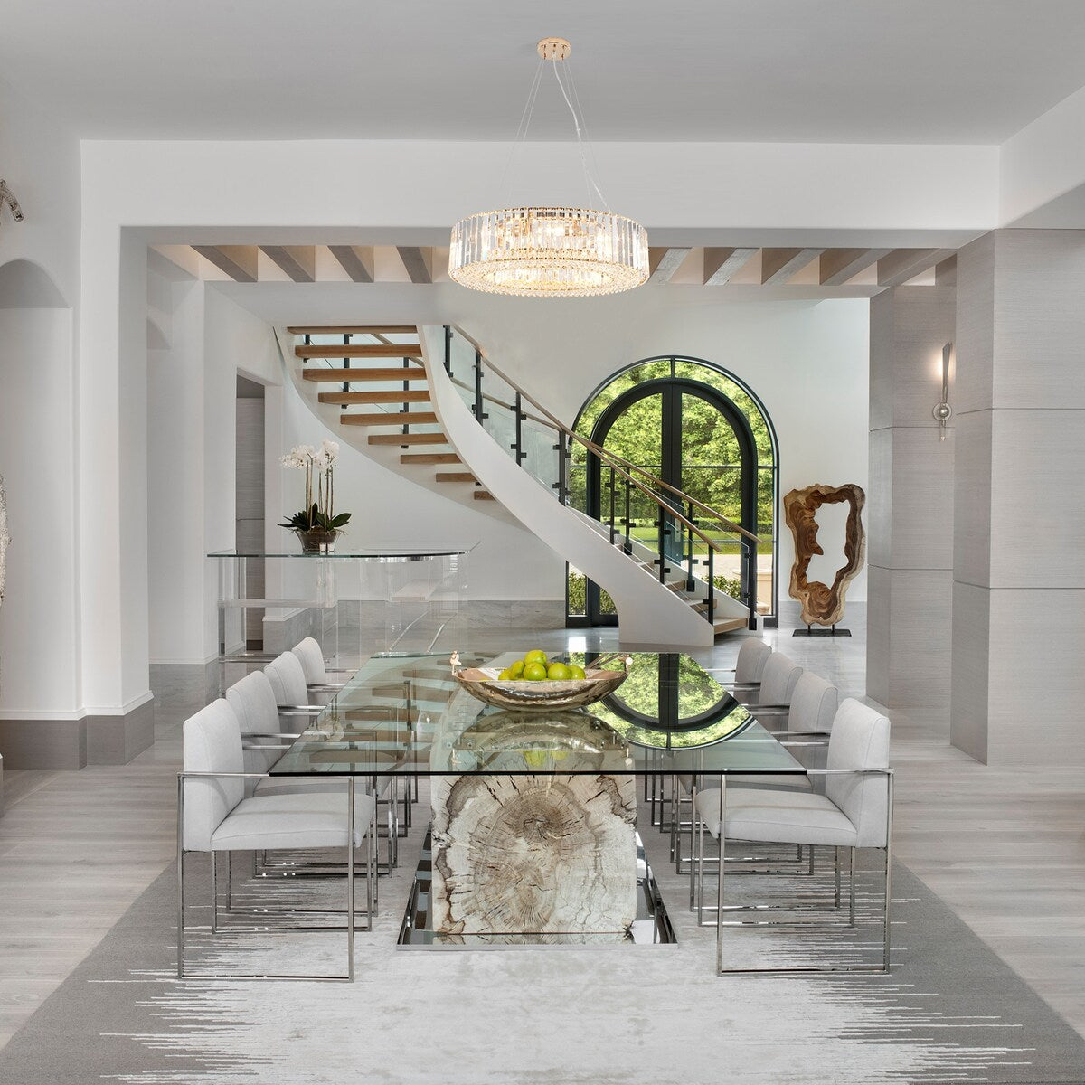 Lampadario a 8 luci da 63 cm (24,8 pollici) in stile farmhouse, lampadario di cristallo, lampadario a tamburo per sala da pranzo, soggiorno, camera da letto e cucina.