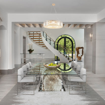 Lampadario a 8 luci da 63 cm (24,8 pollici) in stile farmhouse, lampadario di cristallo, lampadario a tamburo per sala da pranzo, soggiorno, camera da letto e cucina.