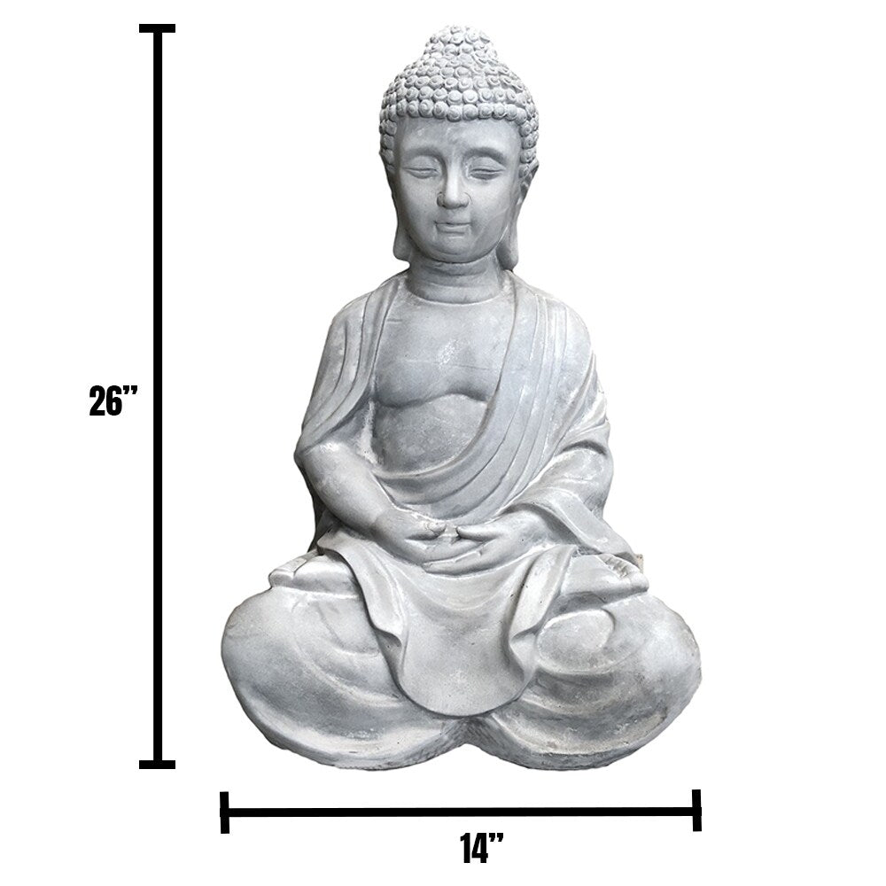 Statua di Buddha meditante in cemento leggero da 65 cm (25,6 pollici)