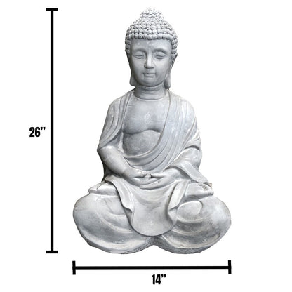 Statua di Buddha meditante in cemento leggero da 65 cm (25,6 pollici)