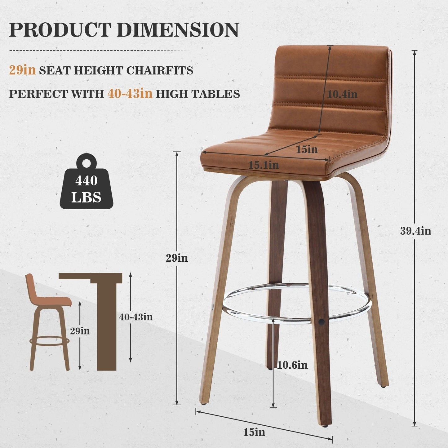 26/29 sgabelli da bar/cucina girevoli in similpelle, set da 2/3 pezzi