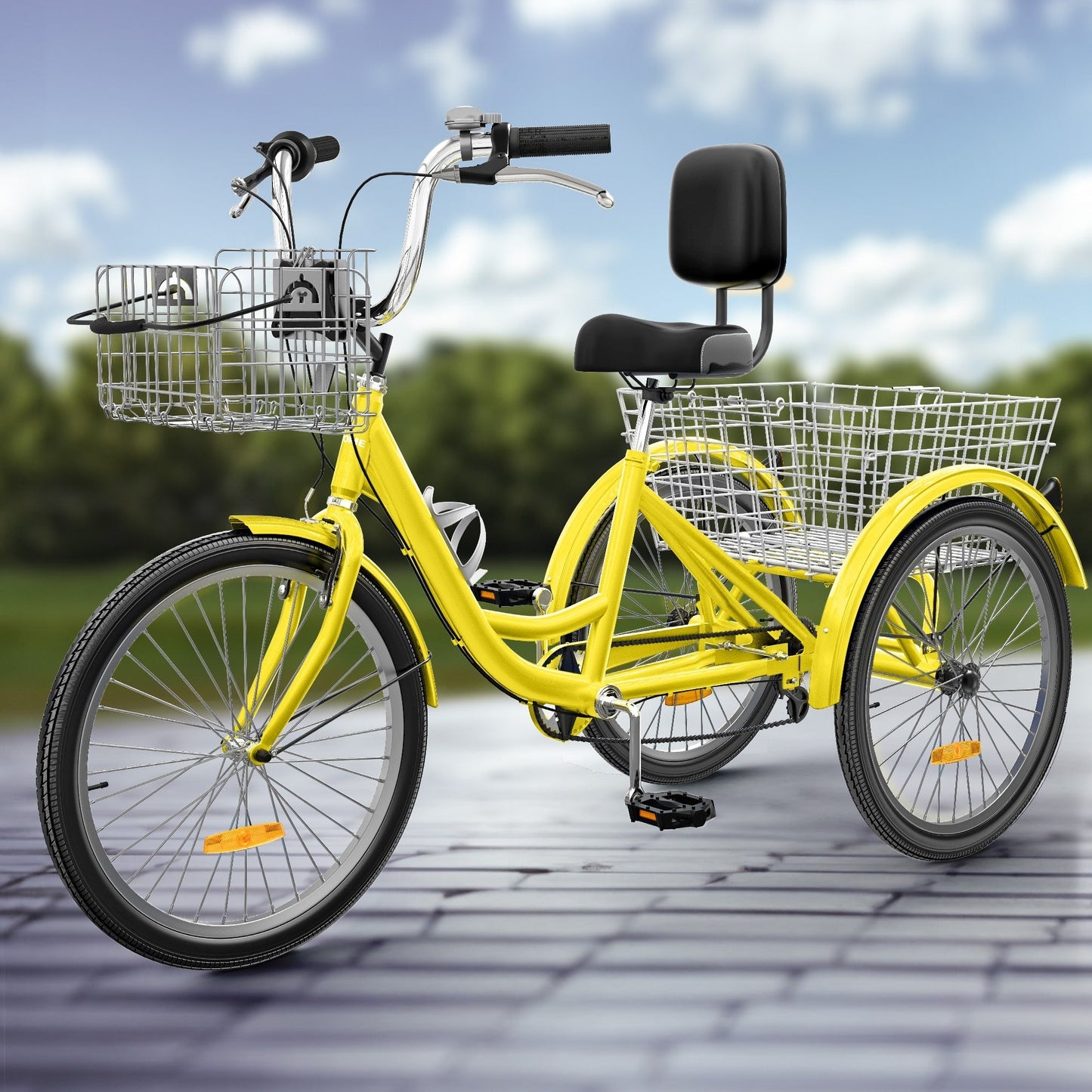 Bicicletta triciclo per adulti da 26 pollici, 3 ruote, 7 velocità.