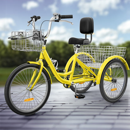 Bicicletta triciclo per adulti da 26 pollici, 3 ruote, 7 velocità.