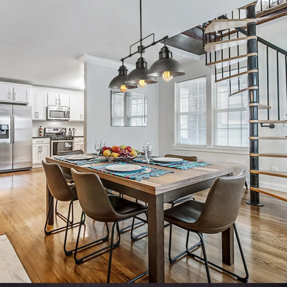 Lampada a sospensione a 3 luci in stile industriale/rustico a forma di cupola, in metallo, con finitura in bronzo oliato, ideale per illuminare isole cucina.