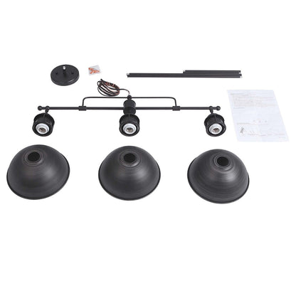 Lampada a sospensione a 3 luci in stile industriale/rustico a forma di cupola, in metallo, con finitura in bronzo oliato, ideale per illuminare isole cucina.