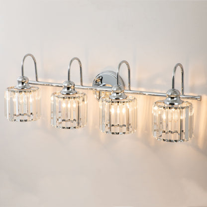 Lampada da bagno a specchio lineare moderna e glamour a 3/4 luci, dimmerabile, con cristalli.