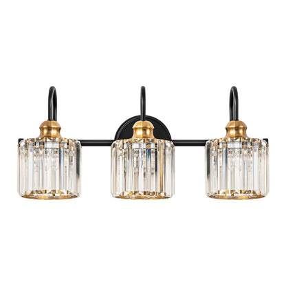 Lampada da bagno a specchio lineare moderna e glamour a 3/4 luci, dimmerabile, con cristalli.