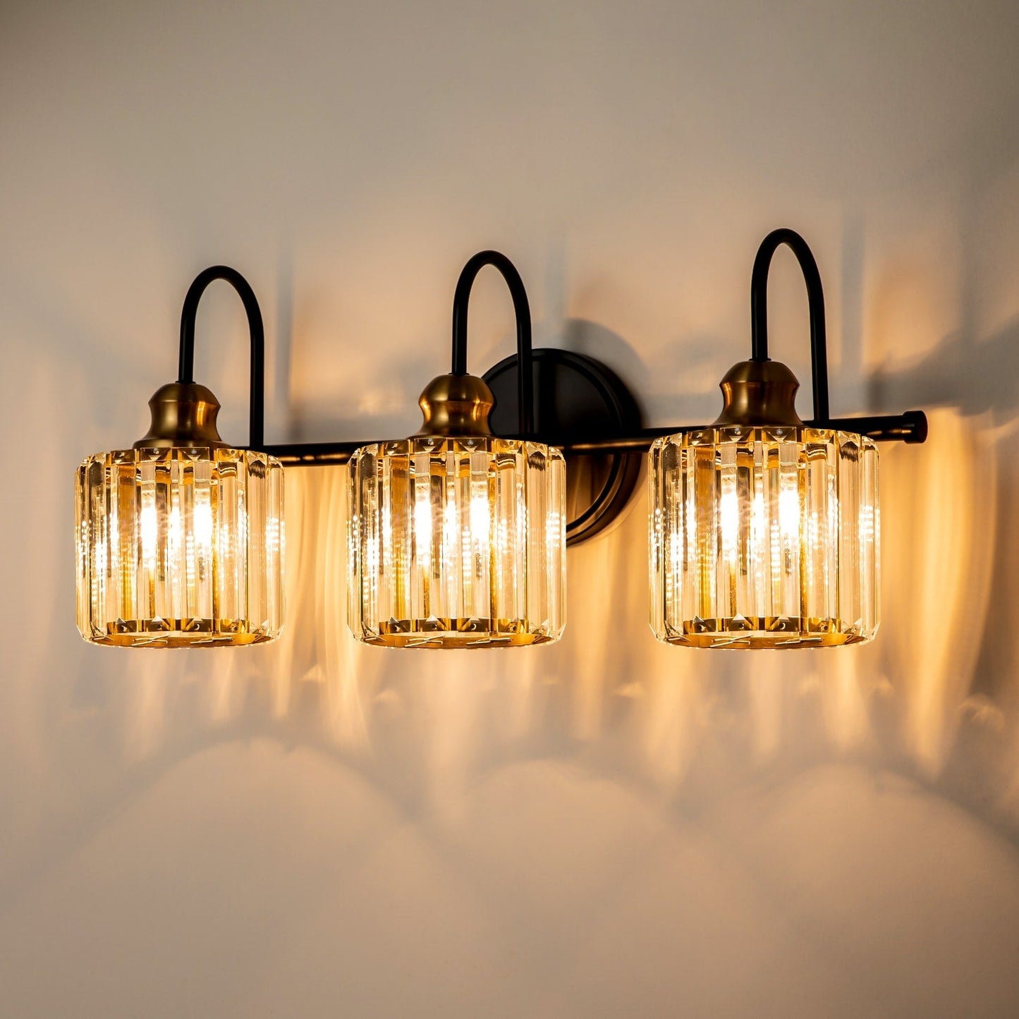 Lampada da bagno a specchio lineare moderna e glamour a 3/4 luci, dimmerabile, con cristalli.