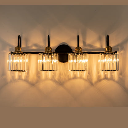 Lampada da bagno a specchio lineare moderna e glamour a 3/4 luci, dimmerabile, con cristalli.