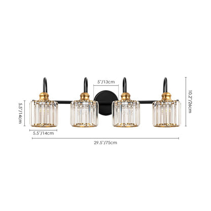 Lampada da bagno a specchio lineare moderna e glamour a 3/4 luci, dimmerabile, con cristalli.