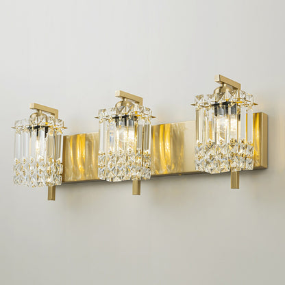 Lampada da bagno moderna e glamour a 3 luci, applique a parete con cristalli per specchio.