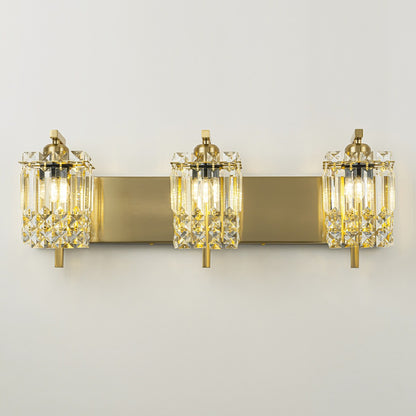 Lampada da bagno moderna e glamour a 3 luci, applique a parete con cristalli per specchio.