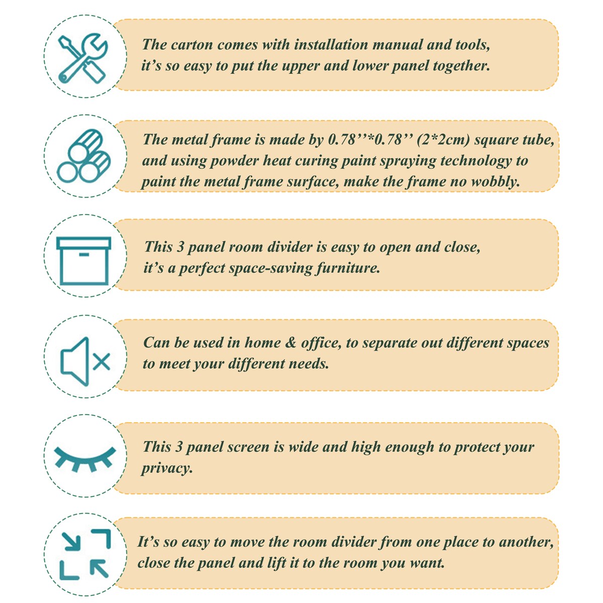 Paraventi divisori per ambienti a 3 pannelli e schermo ripiegabile per la privacy, divisori per ambienti in legno naturale, altezza 6 piedi, per la separazione degli ambienti.