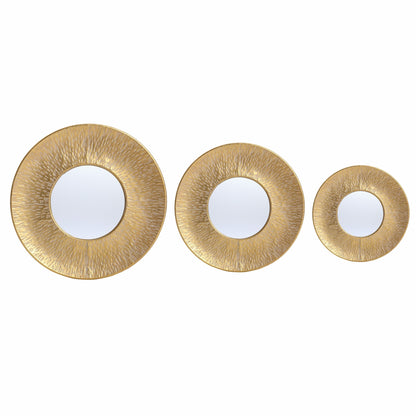 Set di 3 specchi da parete rotondi in metallo dorato - Diametro 22,25 x 2,36 D (altezza)