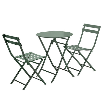 Set da Bistro Minimalista da 3 Pezzi per Patio: Tavolo Rotondo e Sedie Pieghevoli - Set-da-Bistro-da-3-Pezzi-per-Patio
