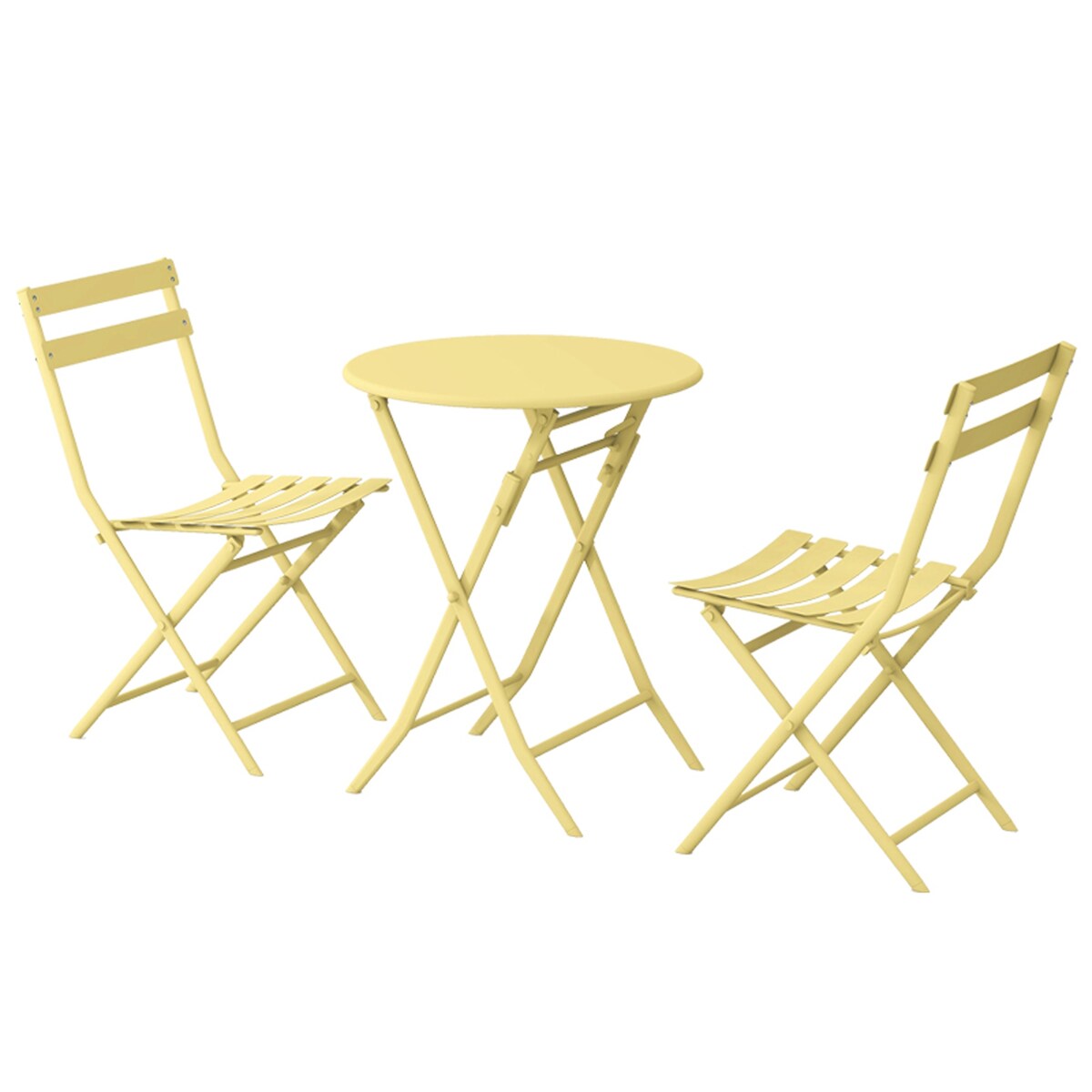 Set da Bistro Minimalista da 3 Pezzi per Patio: Tavolo Rotondo e Sedie Pieghevoli - Set-da-Bistro-da-3-Pezzi-per-Patio