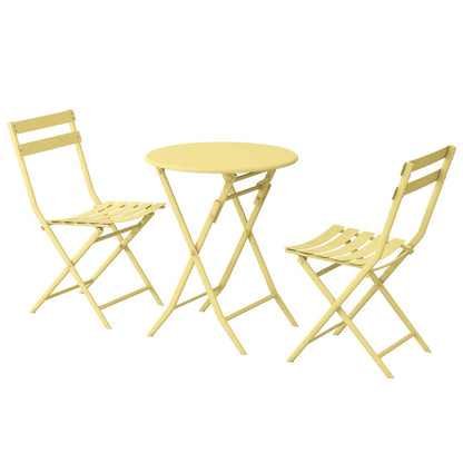 Set da Bistro Minimalista da 3 Pezzi per Patio: Tavolo Rotondo e Sedie Pieghevoli - Set-da-Bistro-da-3-Pezzi-per-Patio