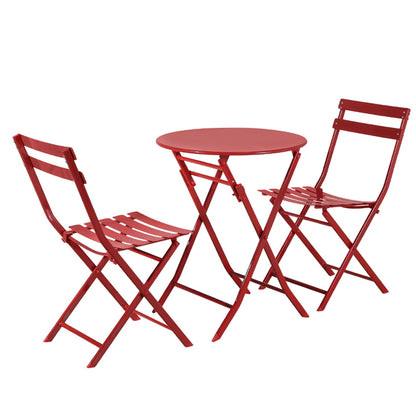 Set da Bistro Minimalista da 3 Pezzi per Patio: Tavolo Rotondo e Sedie Pieghevoli - Set-da-Bistro-da-3-Pezzi-per-Patio