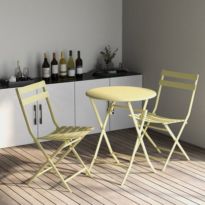 Set da Bistro Minimalista da 3 Pezzi per Patio: Tavolo Rotondo e Sedie Pieghevoli - Set-da-Bistro-da-3-Pezzi-per-Patio