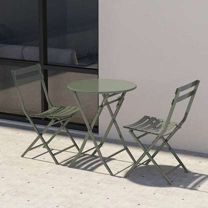 Set da Bistro Minimalista da 3 Pezzi per Patio: Tavolo Rotondo e Sedie Pieghevoli - Set-da-Bistro-da-3-Pezzi-per-Patio