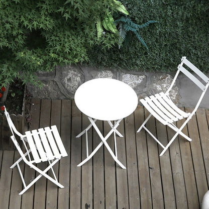 Set da Bistro Minimalista da 3 Pezzi per Patio: Tavolo Rotondo e Sedie Pieghevoli - Set-da-Bistro-da-3-Pezzi-per-Patio