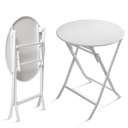 Set da Bistro Minimalista da 3 Pezzi per Patio: Tavolo Rotondo e Sedie Pieghevoli - Set-da-Bistro-da-3-Pezzi-per-Patio