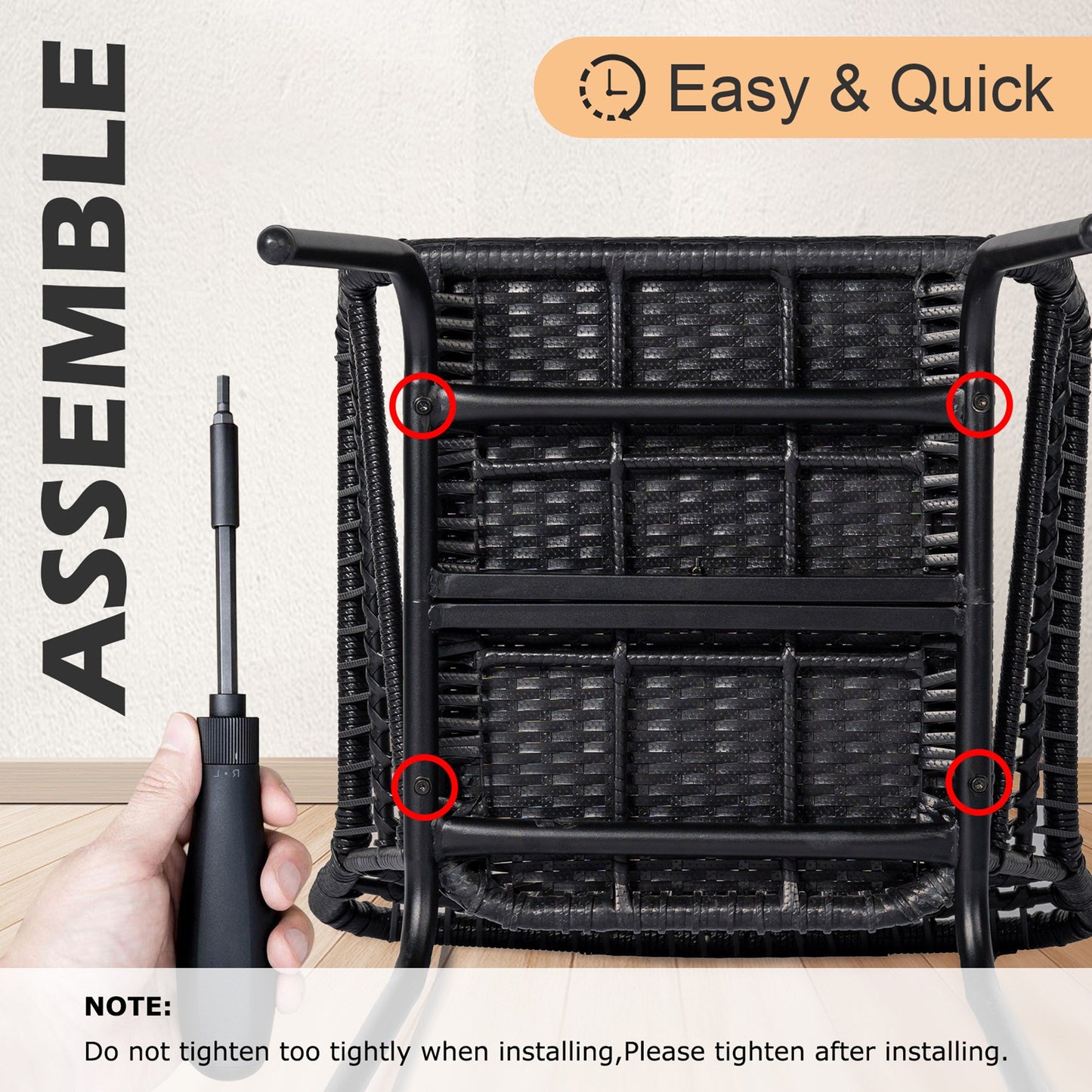 Set da Bistro in vimini da esterno da 3 pezzi, mobili da patio in rattan resistenti alle intemperie con cuscini.